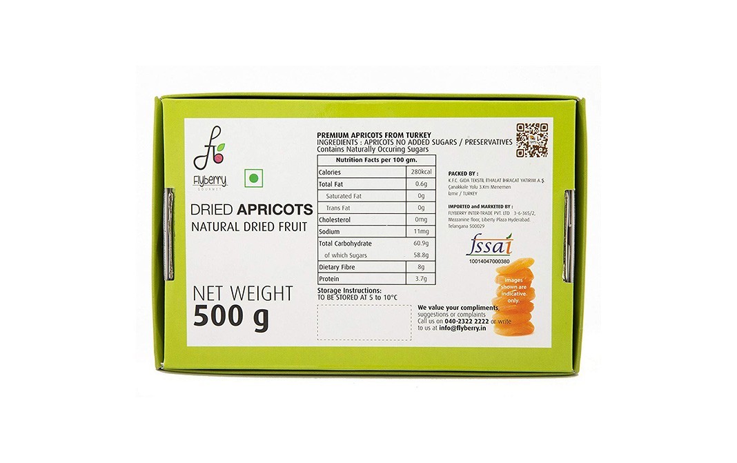 Flyberry Gourmet Dried Apricots    Box  500 grams